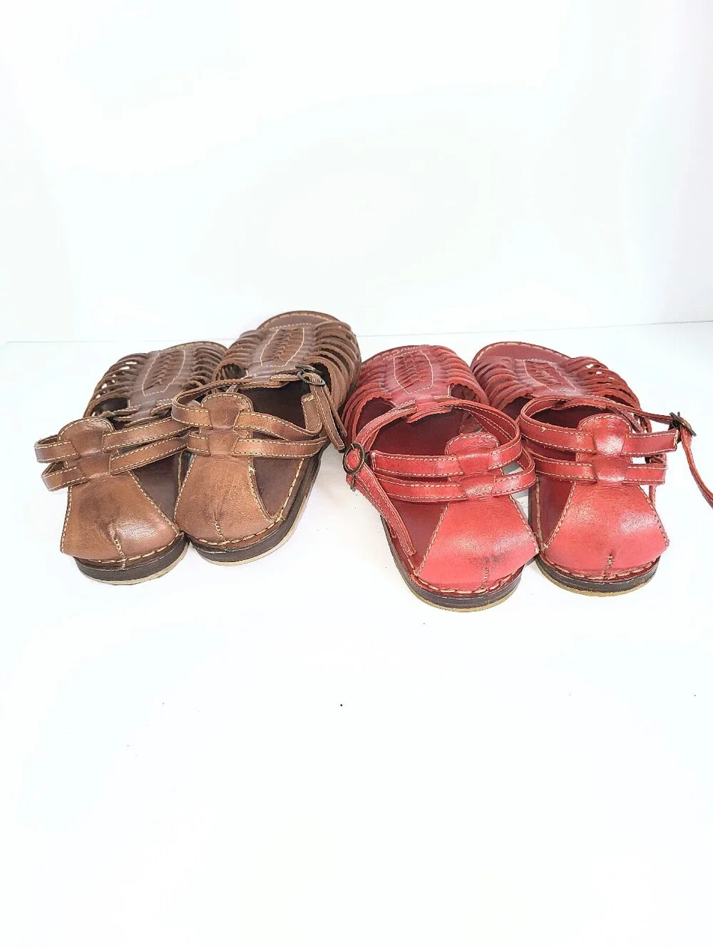 2 Pairs! Frye Kayla Huarache Sandals Leather Gladiator Brown & Red Size 8.5
